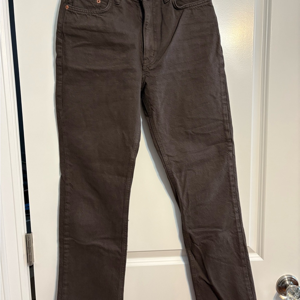 Zara Brown Straight-Leg Jeans